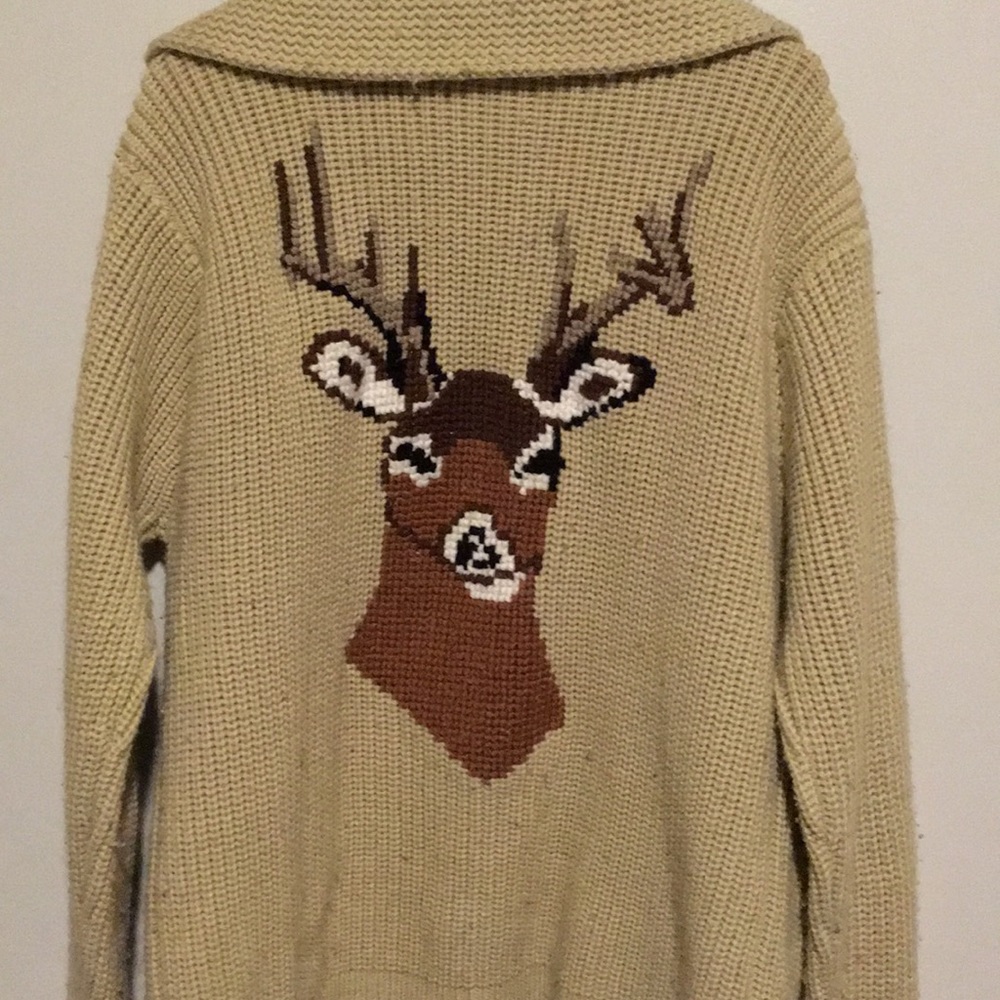 Vintage knit deer cardigan